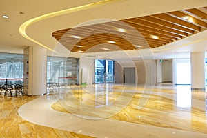 Empty modern commercial building lobby office corridor  hotel  hall