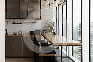 Empty modern design kitchen in office workplace