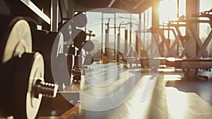 empty modern gym background interior with various equipment