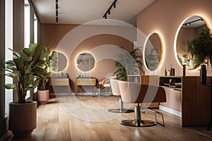 empty modern interior women beauty hairdresser salon generative ai