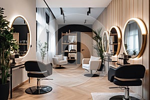 empty modern interior women beauty hairdresser salon generative ai