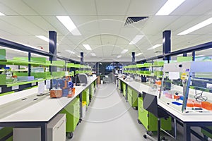 Empty modern medical research laboratory