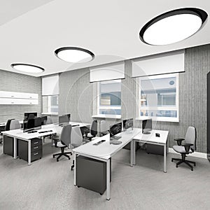 Empty modern office interior work place
