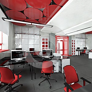 Empty modern office interior work place