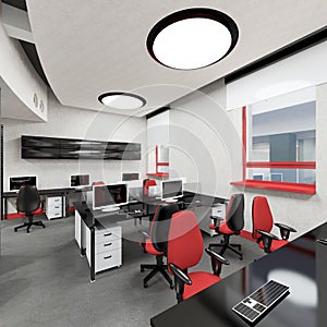 Empty modern office interior work place