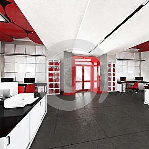 Empty modern office interior work place