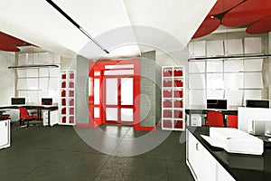 Empty modern office interior work place