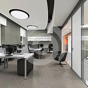 Empty modern office interior work place