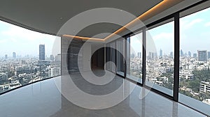 Empty Modern Penthouse Interior with City View