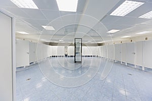 Empty modern public toilet