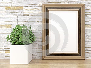 Empty modern style frame, 3D render