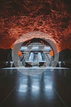 Empty modern subway station