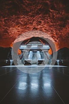 Empty modern subway station photo