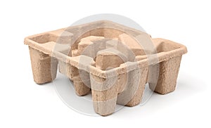 Empty molded pulp protective packaging tray