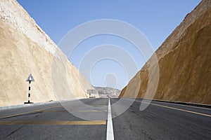 Empty mountain road in Muscat, Oman