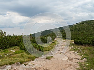 Empty mountain trail. Karkonosze National Park.