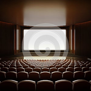 Empty movie theater with rows of seats.3d rendering