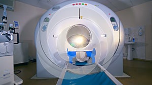 Empty MRI tomograph, scanner in a modern hospital.