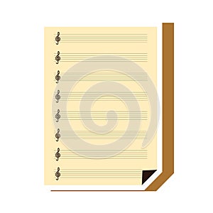 Empty musical sheet. Vector illustration decorative background design