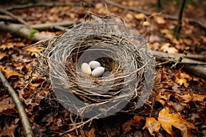 empty nest on the ground, a symbol of loss and change