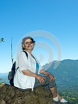 Empty Nester Latina Woman Traveling And Hiking photo