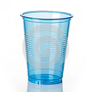 Empty new blue transparent plastic cup disposable