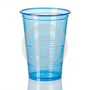Empty new blue transparent plastic cup