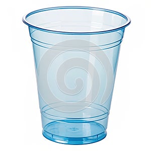 Empty new blue transparent plastic cup