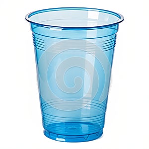 Empty new blue transparent plastic cup