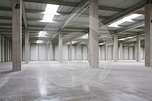 Empty new built warehouse ready to be rented