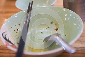 Empty noodle food in bowl