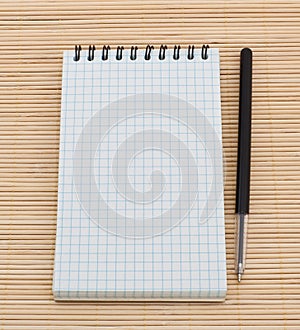 Empty notebook and pen