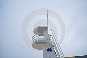 Empty off-season beach lifeguard tower