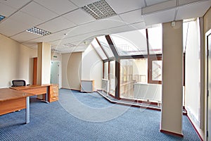 The empty office with the big window