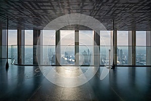 Empty office interior background in city downtown