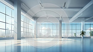 Empty office interior with panoramic windows