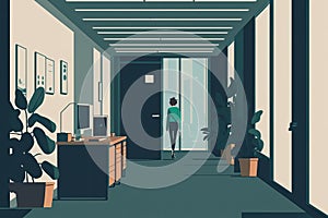 Empty Office Interior, Quitting Job to Start New One - AI Generative