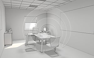 Office, interior visualization, 3D illustration