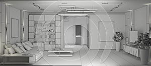 Office, interior visualization, 3D illustration