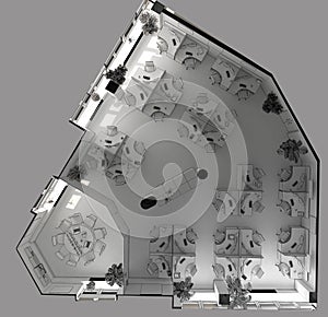 Office, interior visualization, 3D illustration
