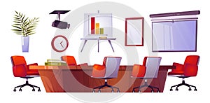 Empty office meeting boardroom vector interior set