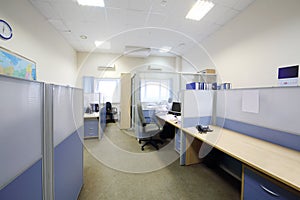 Empty office with separated by partition jobs
