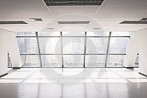 Empty office space with large window