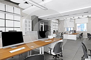 Empty office work place visualization