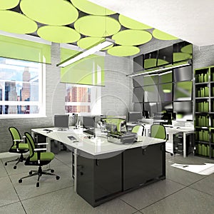 Empty office work place visualization