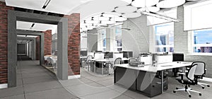 Empty office work place visualization