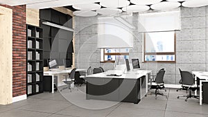 Empty office work place visualization