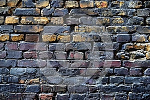 empty old brick wall background with copy space deteriorating old brick wall