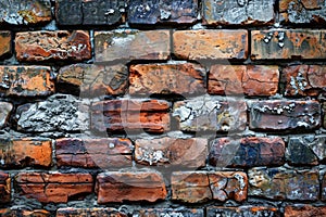 empty old brick wall background with copy space deteriorating old brick wall