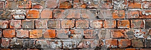 empty old brick wall background with copy space deteriorating old brick wall